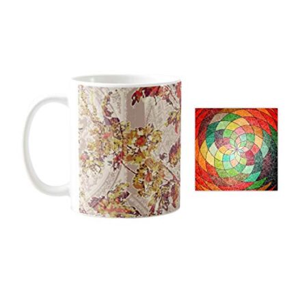 Yaya Cafe Glorious Abstract Printed Ceramic Coffee Mug 330ml with Coaster - Image 1