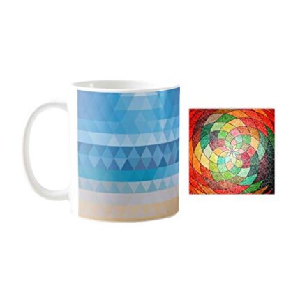 Yaya Cafe Illustriously Abstract Printed Ceramic Coffee Mug 330ml with Coaster - Image 1