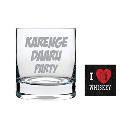 Yaya Cafe Karenge Daaru Party Hindi Engraved Whiskey Glass - 325 Ml - Image 1