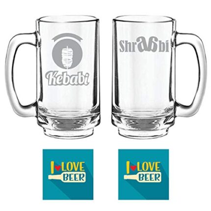Yaya Cafe Kebabi Sharaabi Hindi Engraved Beer Mugs Set of 2 with Coaster - Playboy Beer 357 Ml - Image 1