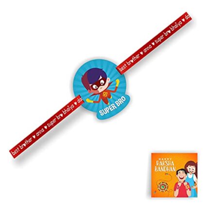 Yaya Cafe Kid Rakhi for Brother Super Bro Printed Rakhi Raksha Bandhan with Roli Tika - Image 1