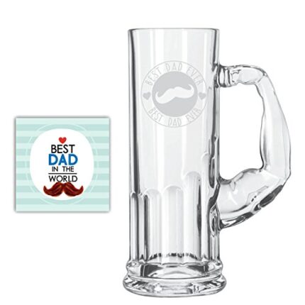 Yaya Cafe Moustaches Best Dad Ever Engraved Beer Mug for Dad - Image 1