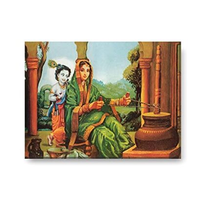 Yaya Cafe Mystical Love Yashoda Maa Krishna Idol Modern Art Wall Painting Canvas Frame Poster - 9 x 12 inches - Image 1