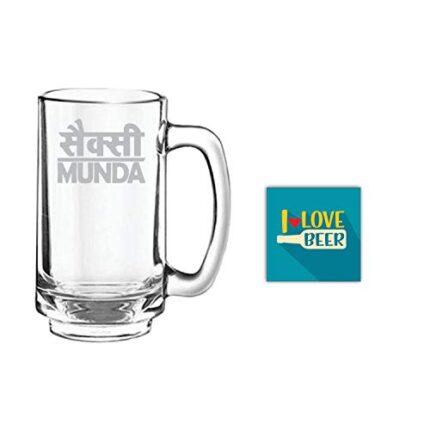 Yaya Cafe New Year Gifts, Sexy Munda Hindi Engraved Beer Mug - Playboy Beer 357 ml - Image 1