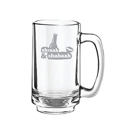 Yaya Cafe New Year Gifts, Sharaab and Shabaab Hindi Engraved Beer Mug - Playboy Beer 357 ml - Image 1