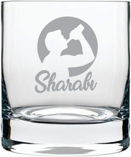 Yaya Cafe New Year Gifts, Sharabi Hindi Engraved Whiskey Glass - 325 ml - Image 3