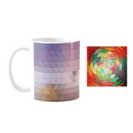 Yaya Cafe Pleasingly Abstract Printed Ceramic Coffee Mug 330ml with Coaster - Image 1