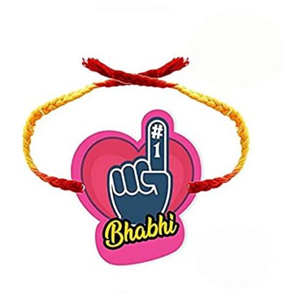 Yaya Cafe Rakhi for Bhabhi No.1 Bhabhi Printed Rakhi with Roli Chawal Raksha Bandhan (2in1 Rakhi) - Image 1