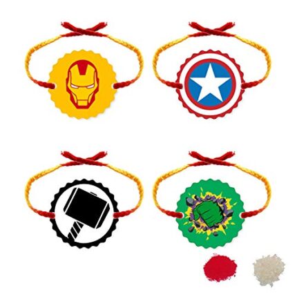 Yaya Cafe Rakhi for Brother, Avengers Superhero Printed Kids Rakhi Set of 4 Raksha Bandhan - Image 1