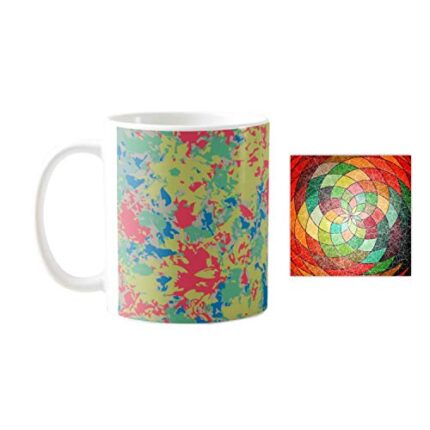 Yaya Cafe Refined Abstract Printed Ceramic Coffee Mug 330ml with Coaster - Image 1