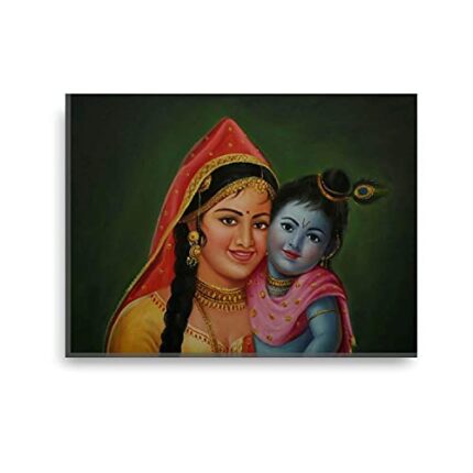 Yaya Cafe Religious Yashoda Maa Krishna Idol Modern Art Wall Painting Canvas Frame Poster - 9 x 12 inches - Image 1
