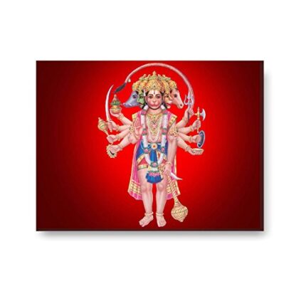 Yaya Cafe Sacred Panchmukhi Hanuman Modern Art Wall Painting Canvas Frame Poster - 12 x 18 - Image 1