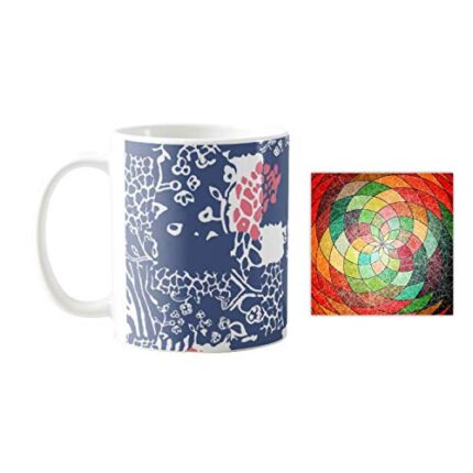 Yaya Cafe Smoothly Abstract Printed Ceramic Coffee Mug 330ml with Coaster - Image 1