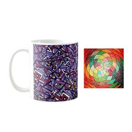 Yaya Cafe Sublimely Abstract Printed Ceramic Coffee Mug 330ml with Coaster - Image 1