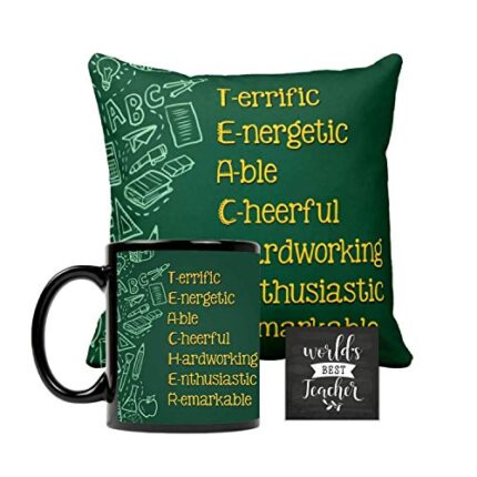 Yaya Cafe Teachers Day Gifts Combo, Teacher Definition Hamper Set of 3 - Mug, Cushion Cover, Coaster - Image 1