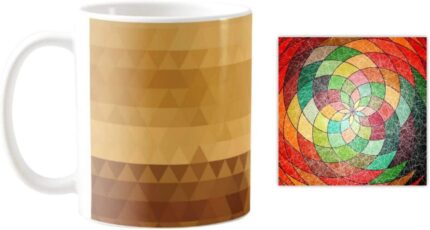 Yaya Cafe Triumphantly Abstract Printed Ceramic Coffee Mug 330ml with Coaster - Image 1