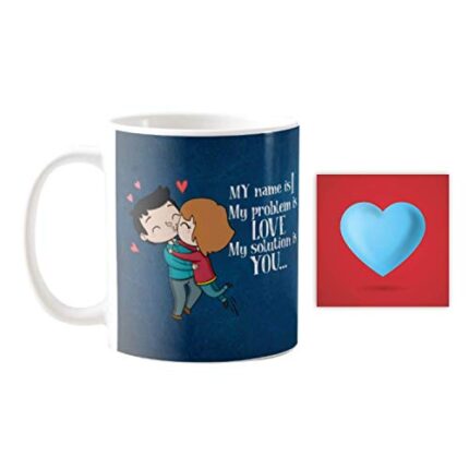 Yaya Cafe Valentine Gifts Combo for Girlfriend Wife Mug My Solution is You with Coaster - Image 1