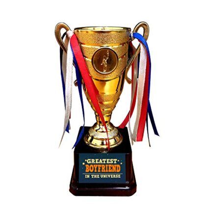 Yaya Cafe Valentine Gifts for Boyfriend, Greatest Boyfriend in The Universe Award Trophy - Champion Golden - Image 1