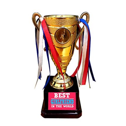 Yaya Cafe Valentine Gifts for Girlfriend, Best Girlfriend in The Worlds Award Trophy - Champion Golden - Image 1