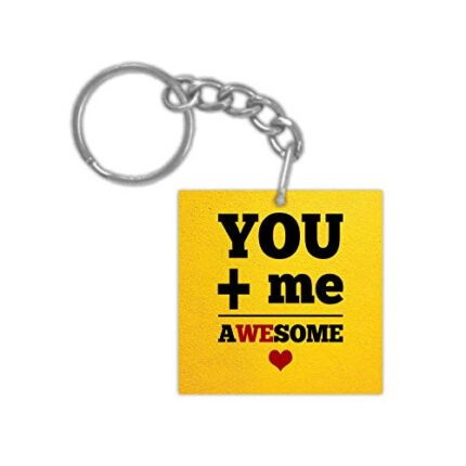 Yaya Cafe Valentine Gifts for Girlfriend Boyfriend Husband Wife, You + Me is We Awesome Keychain Keyring - Image 1