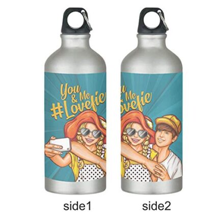 Girlfriend Sipper Water Bottle Hashtag Selfie Lovefie You and Me - 600 ml