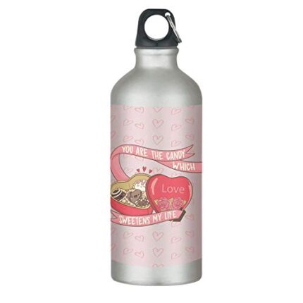 Yaya Cafe Valentine Gifts for Girlfriend You are The Candy Which Sweetens My Life Stainless Steel Sipper Water Bottle - 600 ml