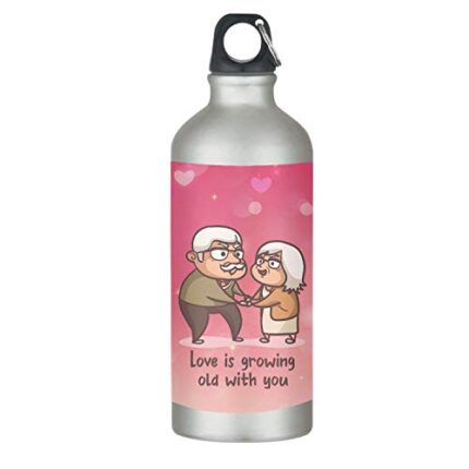Wife Husband Love is Growing Old with You Stainless Steel Sipper Water Bottle - 600 ml, Pink