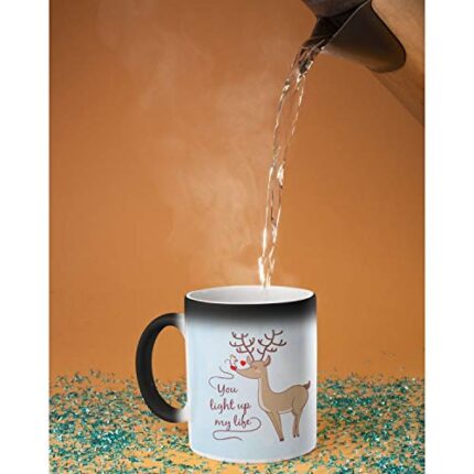 Yaya Cafe Valentine Kiss Day Gifts for Girlfriend Wife Mug Cute You Light Up My Life with Coaster - Image 1