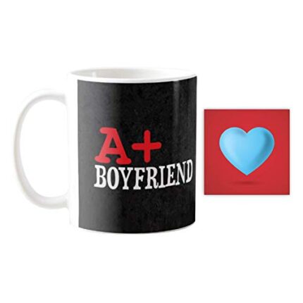 Yaya Cafe Valentines Day Gift for Wife A+ Boyfriend Printed Ceramic Coffee Mug 325 ml - Image 1
