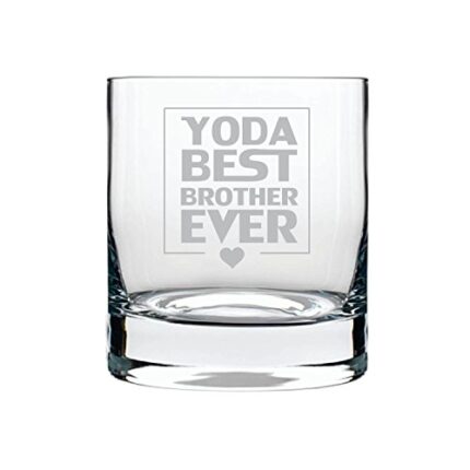 Yaya CafeBirthday Gifts for Brother, Yoda Best Brother Ever Whiskey Glass with Table Coaster - Stelvio - Image 1